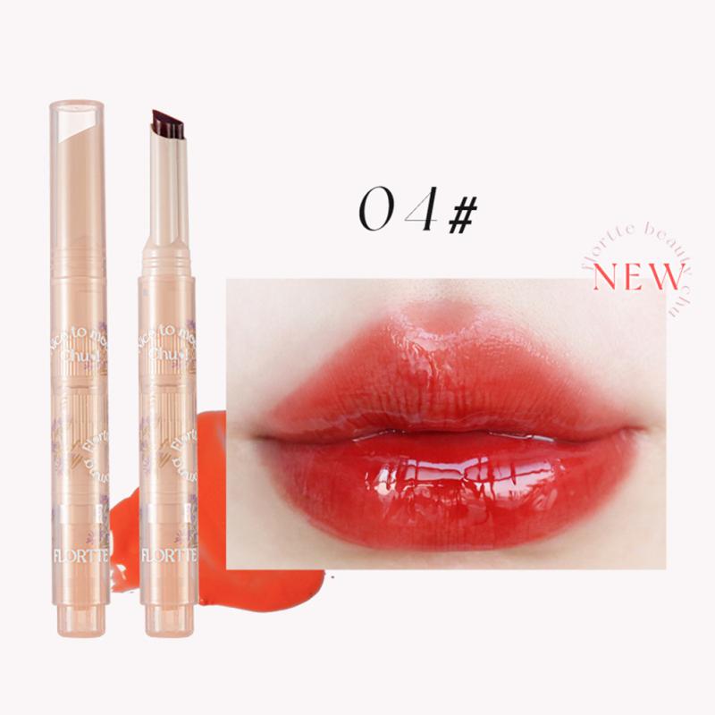 FLORTTE Chu Jelly Rossetto Floria First Kiss Love Series Penna Specchio Acqua Luce Smalto per labbra Acqua idratante Donna Cosmetici di bellezza