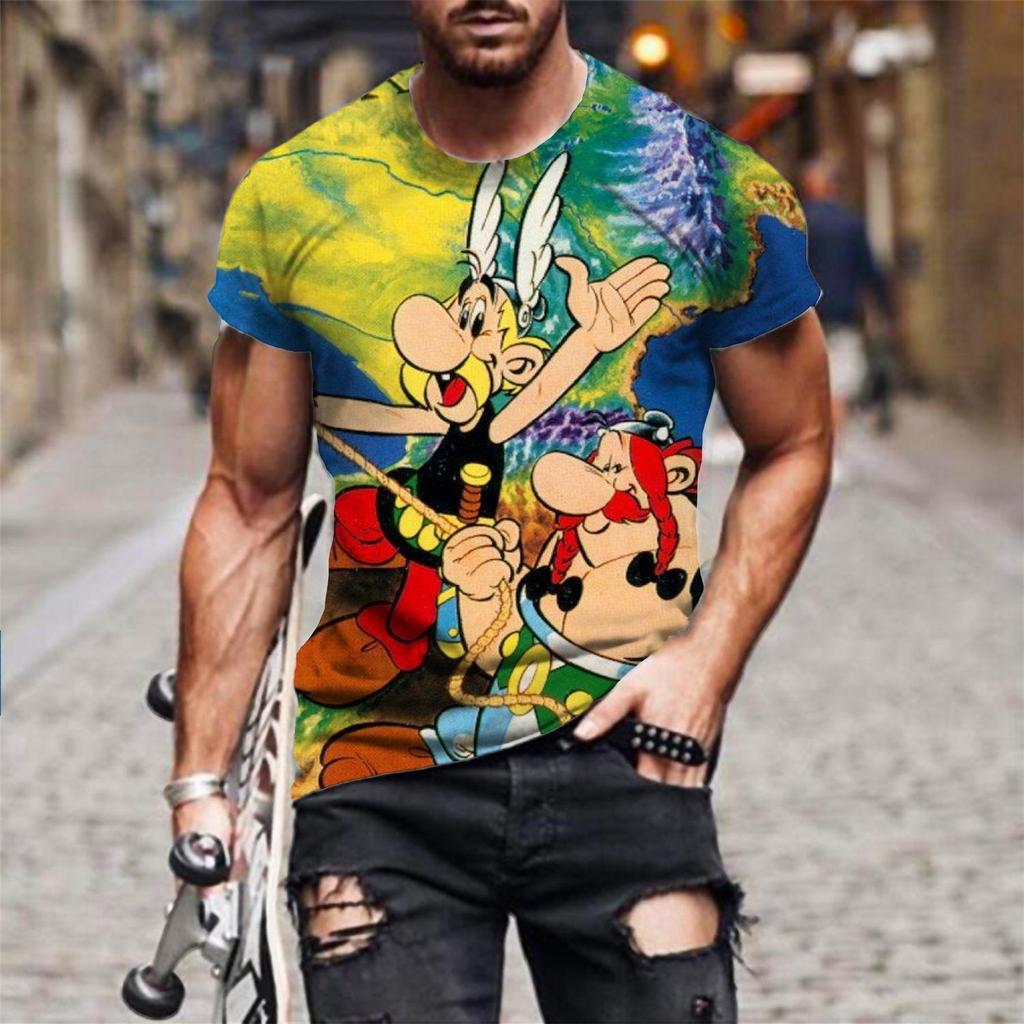 Anime Asterix and Obelix T-Shirt Cartoon 3D Print Men Women Short Sleeve T Shirts Oversized Harajuku Tees Tops Kid Clothing
