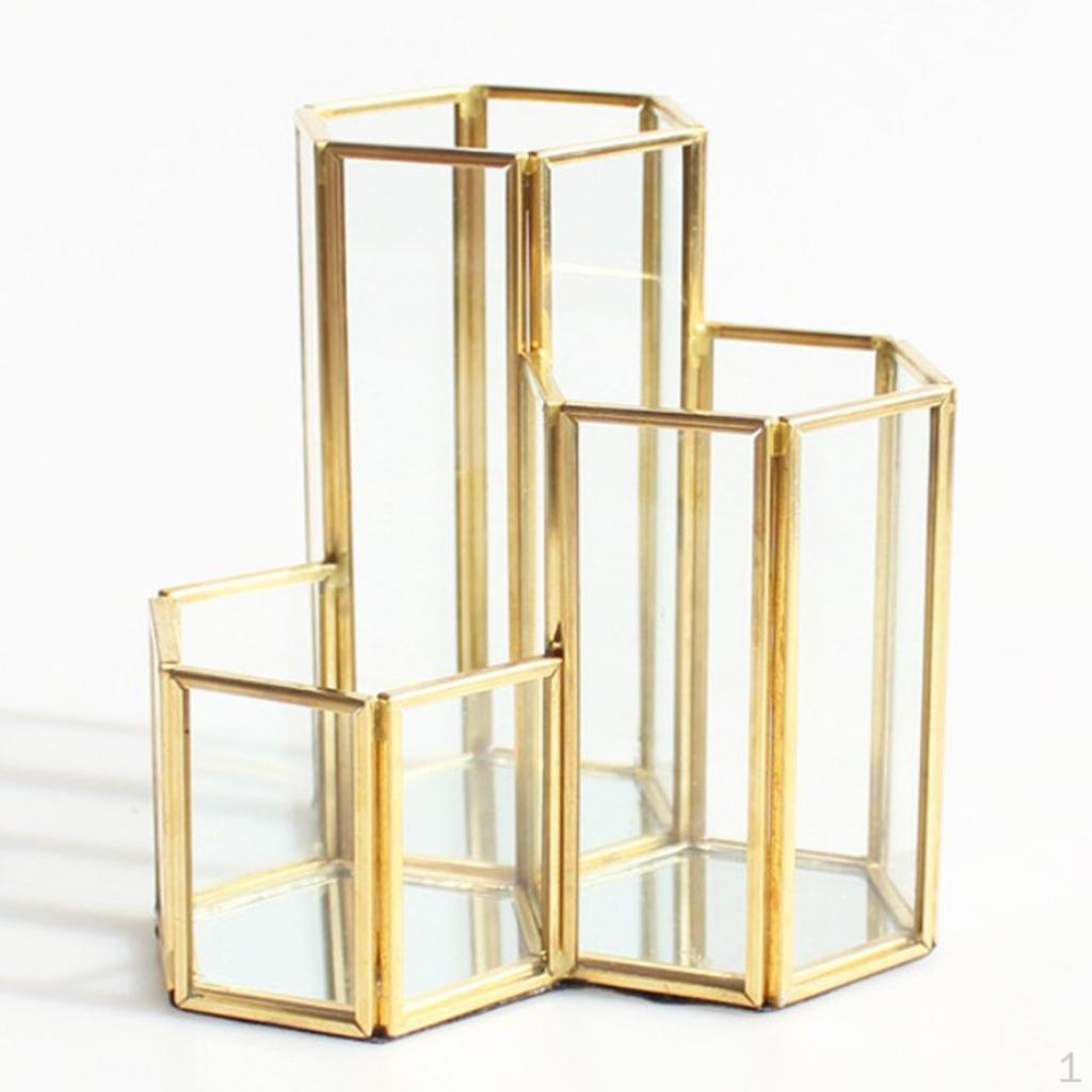 

Современный шестигранный латунный стеклянный геометрический террариум суккулент и ручка коробка для канцелярских принадлежностей свадебный подарок