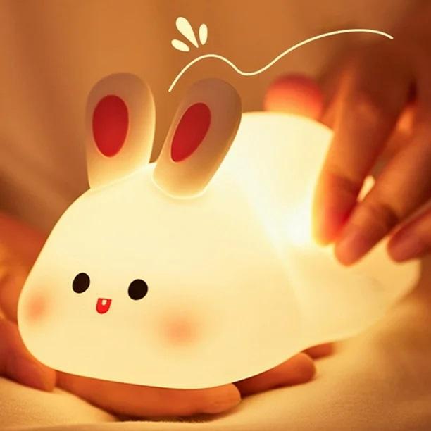 Soft Silicone Night Light - USB Rechargeable Touch Control 3-Level Dimmable Bedside Lamp for Nursery, Kids, Babies & Gift Decor