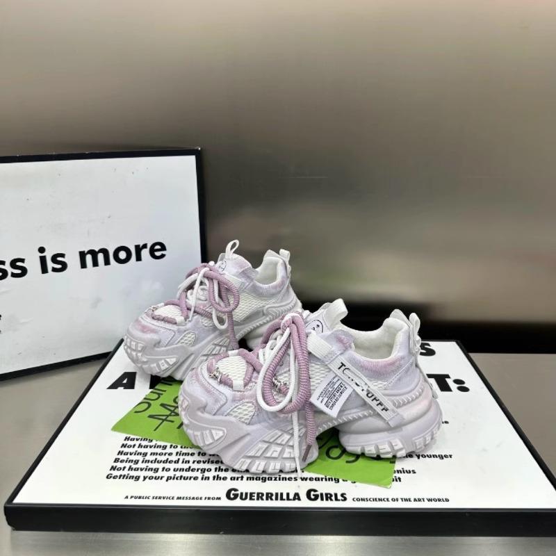 Dad Shoes Women's Ins Super Fire Thick-soled Muffin Straps Heavy Industry Rivets Little White Shoes Casual Shoes Sports Shoes 6cm Women's Shoes