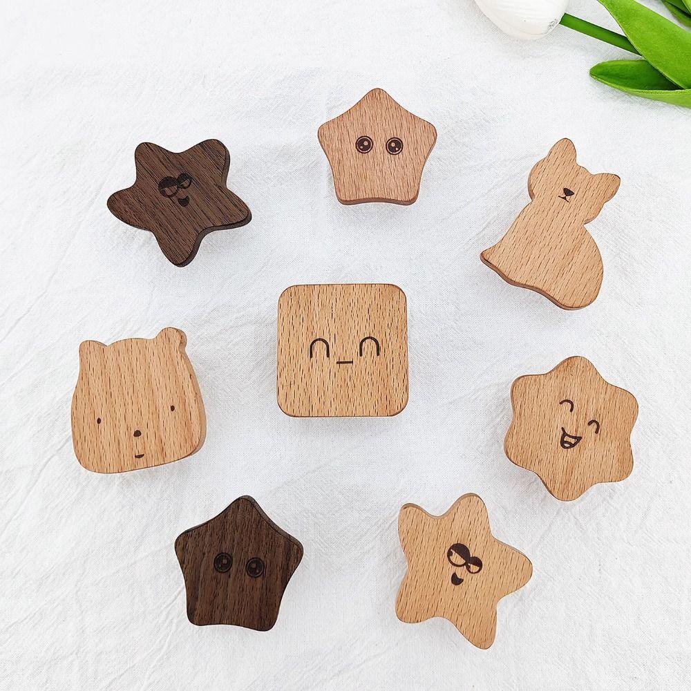 Free Punch Clothes Hanger Cute Wall Row Hanger Cartoon Solid Wood Hook  Entry Door