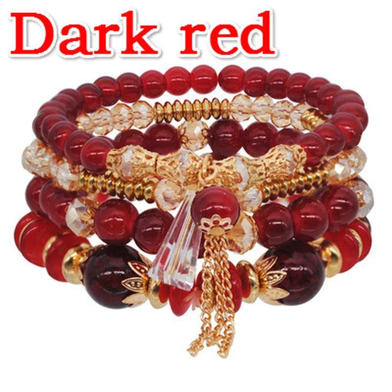 

Корейская версия модного свежего браслета с подвеской в виде Эйфелевой башни и цветка, элегантный женский кожаный плетеный браслет темно-красного