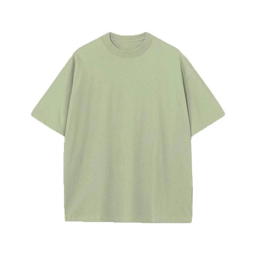 Letnia męska koszulka z czystej bawełny z okrągłym dekoltem, jednolita kolorystyka, proste t-shirty