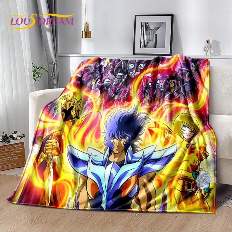 Cartoon Saint Seiya 3D Retro Soft Flannel Blanket for Beds Bedroom Sofa Picnic,Throw Blanket for Cover Outdoor Leisure Nap Gift