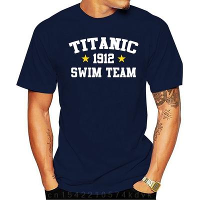 OneSee Drużyna Pływacka Titanica 1912 Pomysł na Prezent Polityczne Śmieszne Słowa Nadrukowane Letnia Swobodna Moda Bawełniany T-shirt z Okrągłym Dekoltem 100%