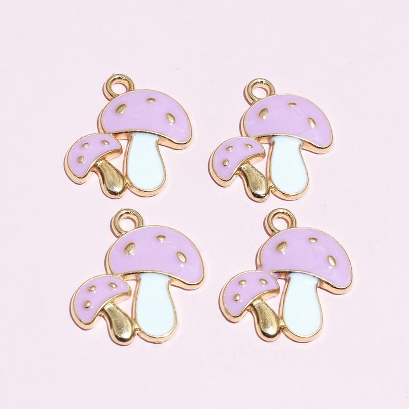 20pcs Enamel Mushroom Charms Pendant 19x19mm Alloy Metal DIY Jewelry Making Accessories for Earring Bracelet Necklace Finding