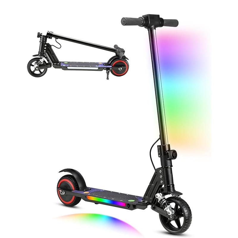 

Электросамокат, складной электросамокат 6,5 , цветные огни, электросамокаты для детей 6-12 лет, 8 миль в час, запас хода 5 миль, светодиодный дисплей чёрный