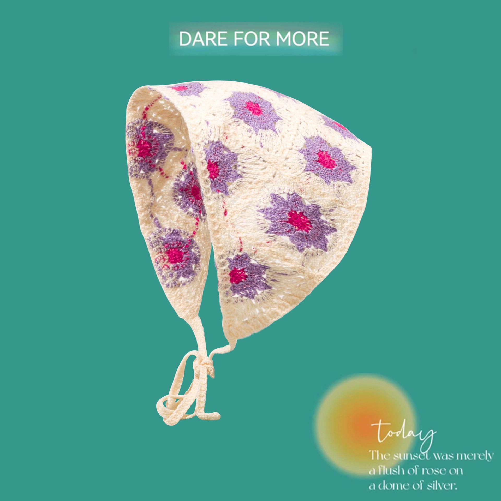 

Сладкая и милая вязаная вручную повязка на голову для женщин - Вязаный крючком треугольный шарф, аксессуар для волос