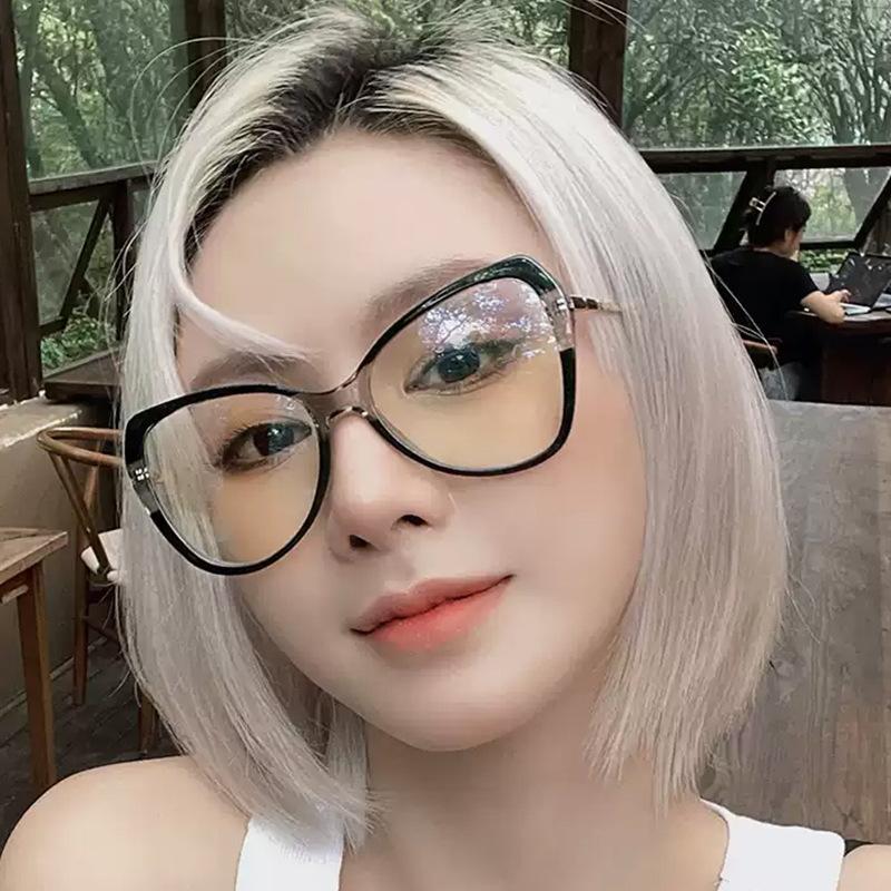 Butterfly Shape Women Glasses European American Stylish Female Glasses Frame Blue Light Blocking Decorative Glasses