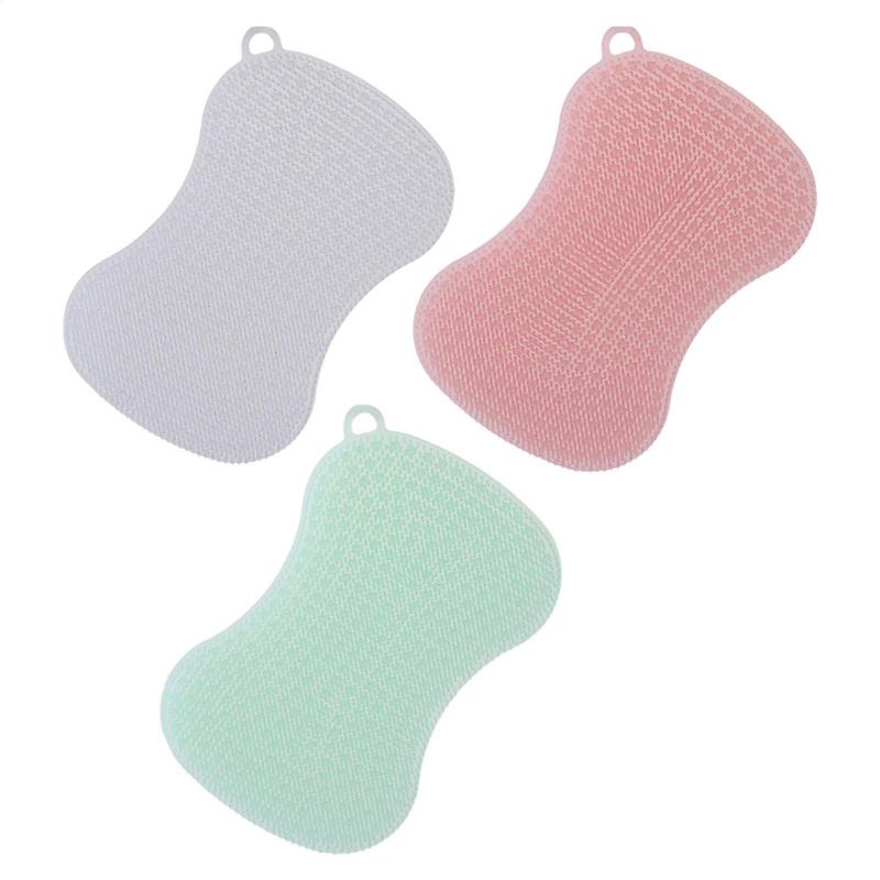1pcs Kitchen Cleaning Brush Washing Cleaning Brushes Pot Pan Sponge Scrubber Fruit Vegetable Dish Silicone Dishwashing Brush
