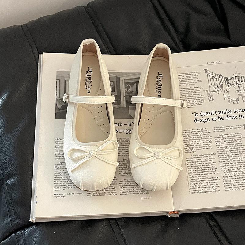 Fashion versatile buckle casual retro bow Mary Jane shoes women's summer temperament ballet shoes light mouth single shoes