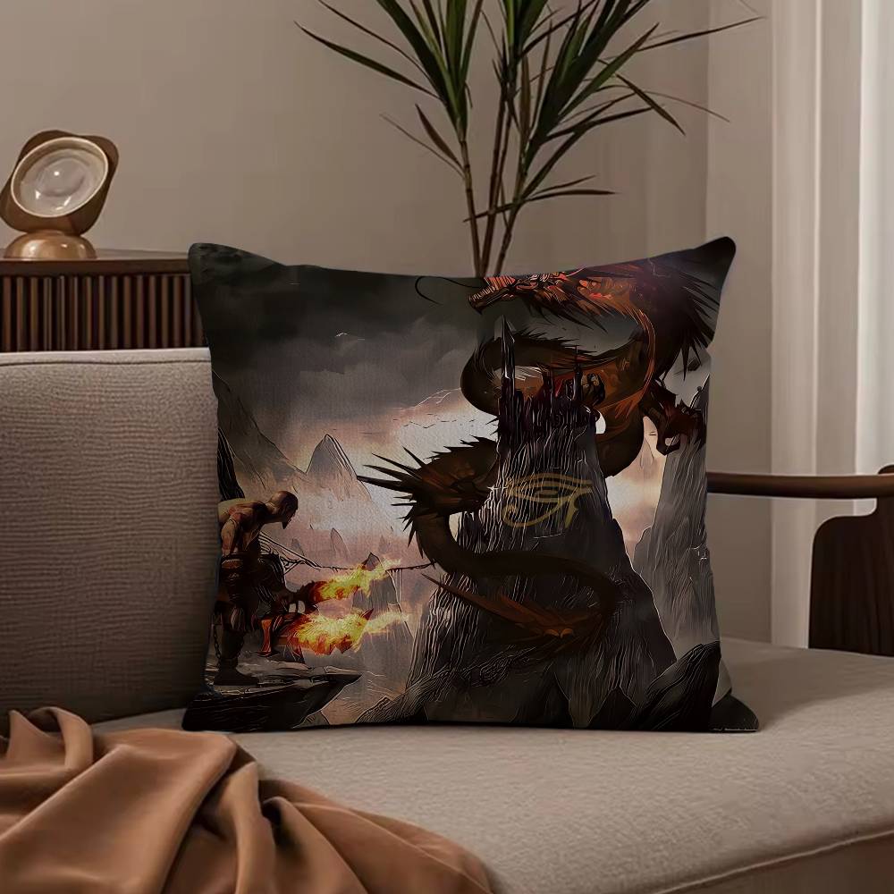 Anime G-God of W-War Ragnarok Pillow Case Anti-dustmite Pillowcase Invisible zipper silky short plush Sofa cushion cover