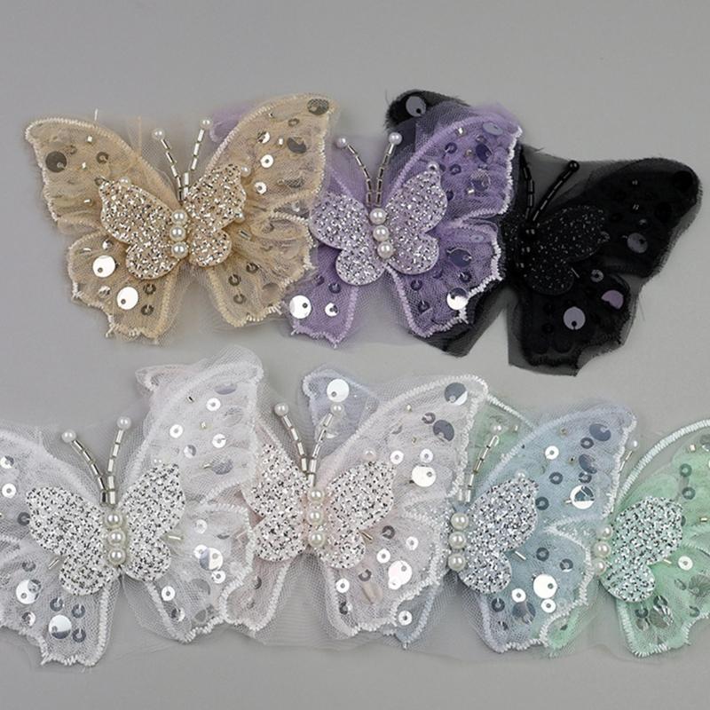 Glittering Sequins Butterfly Applique Decoration For Fabric Improvement On Hats Bags And DIY Ideas