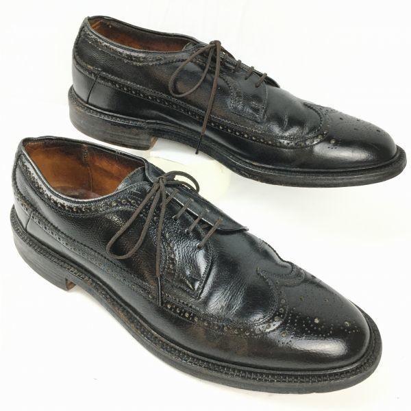 

60s-70s Vintage Mac Phergus Wingtip Business Shoes Black Size 9C Men s