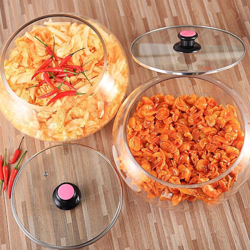 Verdicktes Glasgefäß mit weiter Öffnung und Deckel für eingelegtes Gemüse und Kimchi