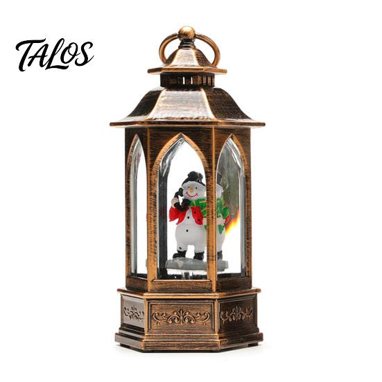 Indoor Christmas Atmosphere Lamps Snow Lantern, Lighted Xmas Lantern with Music Swirling Glitter, Musical Collectibles USB /Battery Operated