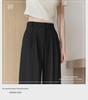 Plus-Size Loose Black Wide-Leg Drape Summer Trousers for Pear-Shaped Women