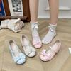 Fashion Women's Cute Lolita Cosplay Shoes Bow Mid Chunky Heel Platform  Jane Pumps Buckle Strap Princess Uniform Wear Pink White