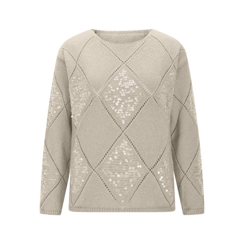 Women S European American Style Sequined Knitted Pullover Loose Fit Sweater
