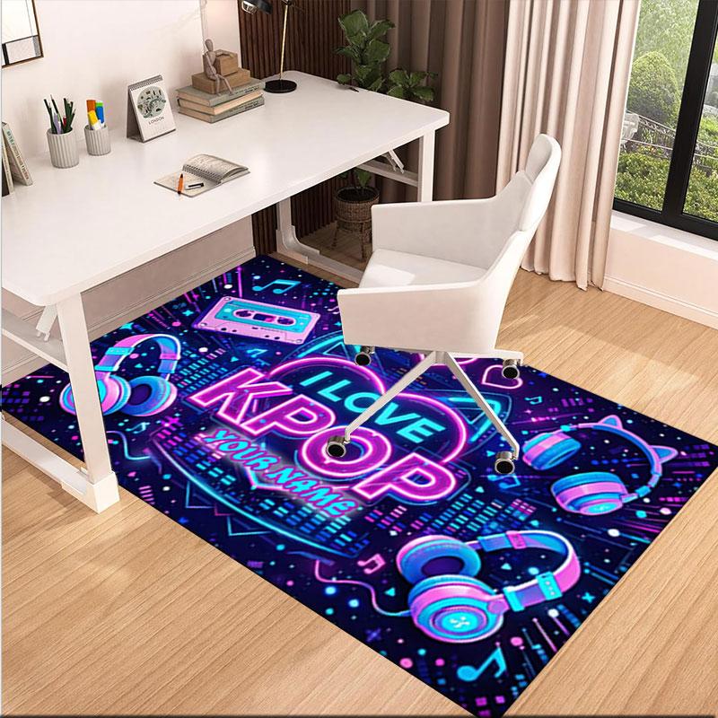 1PC Custom Name Love Kpop Music Festival Theme Floor Mat Ideal for Living Room, Game Rooms, Office, Bedroom,Floor Mat Playful Design
