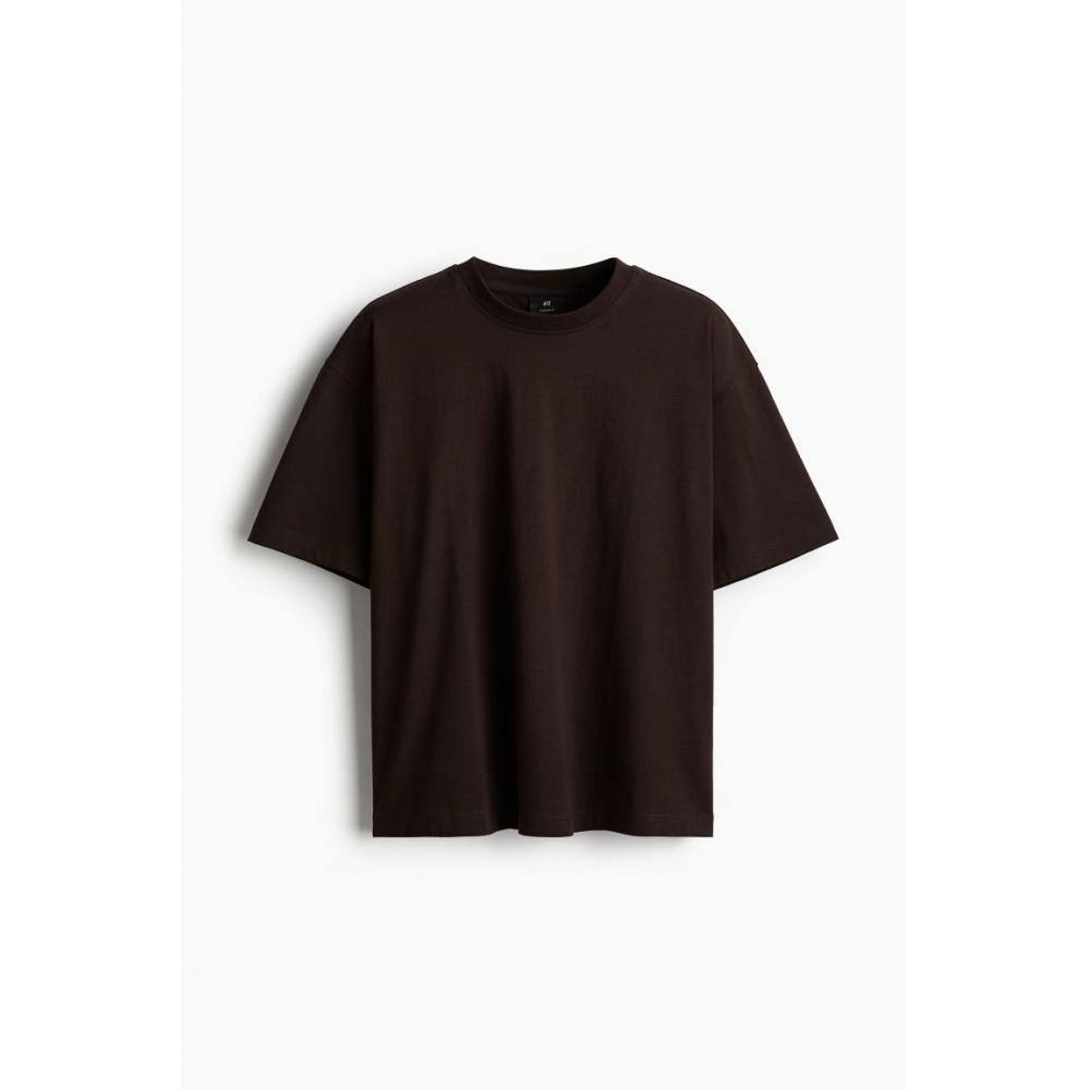 H M Oversized FiT CoTTon T sHirT Dark Brown