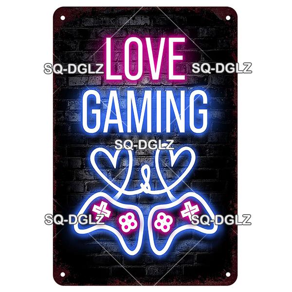 SQDGLZ Vintage Game Zone Neon Metal Sign Tin Sign Plate Home Bar Door Wall Decor Sticker Man Cave Decoration Plaque Poster Gift