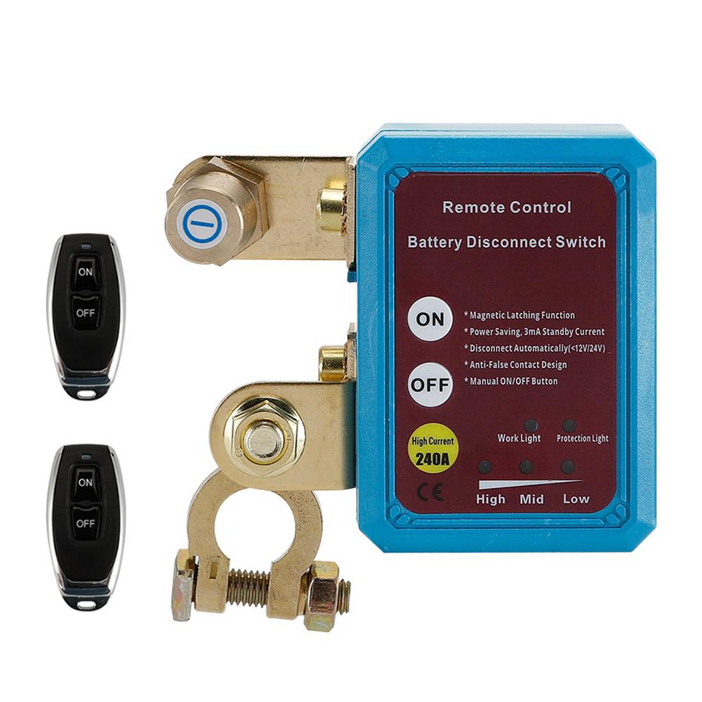 

Дистанционный выключатель аккумулятора, 12 В, 24 В, 240 А, аварийный выключатель автомобильного аккумулятора с цифровым дисплеем синий