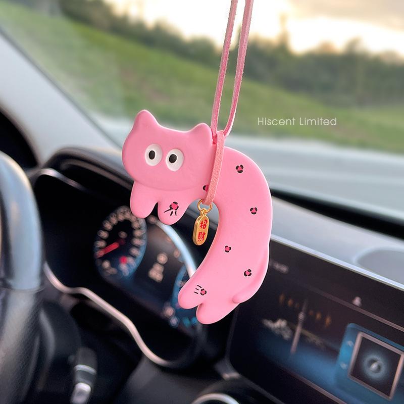 Cute Cartoon Cat Design Car Air Freshener Rearview Mirror Pendant Creative Decoration for Girls' Interior Cono Aroma