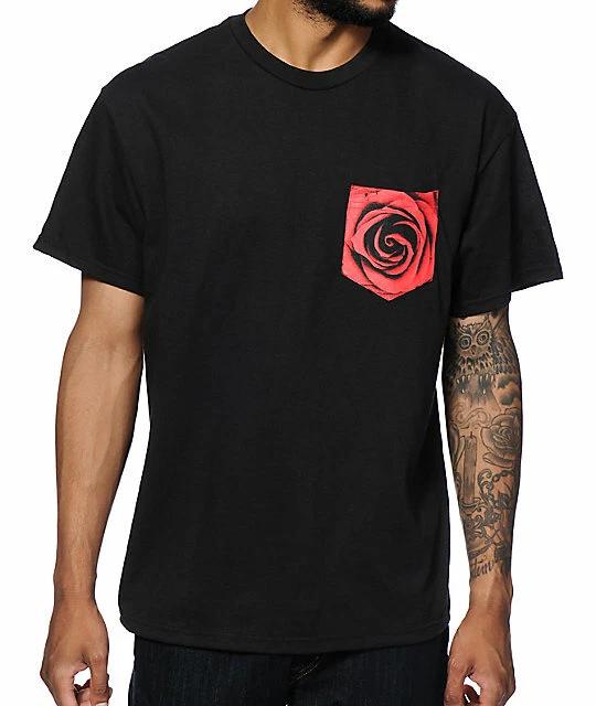 Empyre Mens Rose Pocket Black Tee Shirt New S, M, L M