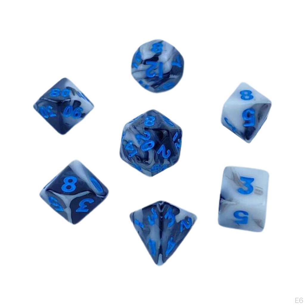 7 Piece Acrylic Polyhedral Dice, Party Game Dice Set for Role Playing Games