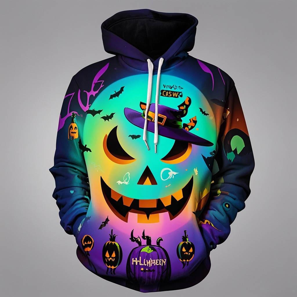 Autumn 3D Pumpkin Ghost Printed Hoodies Fashionable Casual Sports Long Sleeved Men's Hooded Sweatshirts