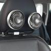 Motorcycle Car USB Fan Double Head Cooling Fan with LED Light 360 Adjustable Auto Headrest 3 Speed Air Cooler Accessories Amagi