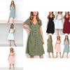Nrj 2020 Hot Sale V-neck Button-up Short Sleeve Women's Dress With Pockets