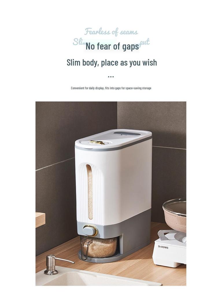 Press-Type Rice Storage Container: Sealed, Insect-Proof, Moisture-Proof Rice Bucket for Kitchen - Ideal for Whole Grains.