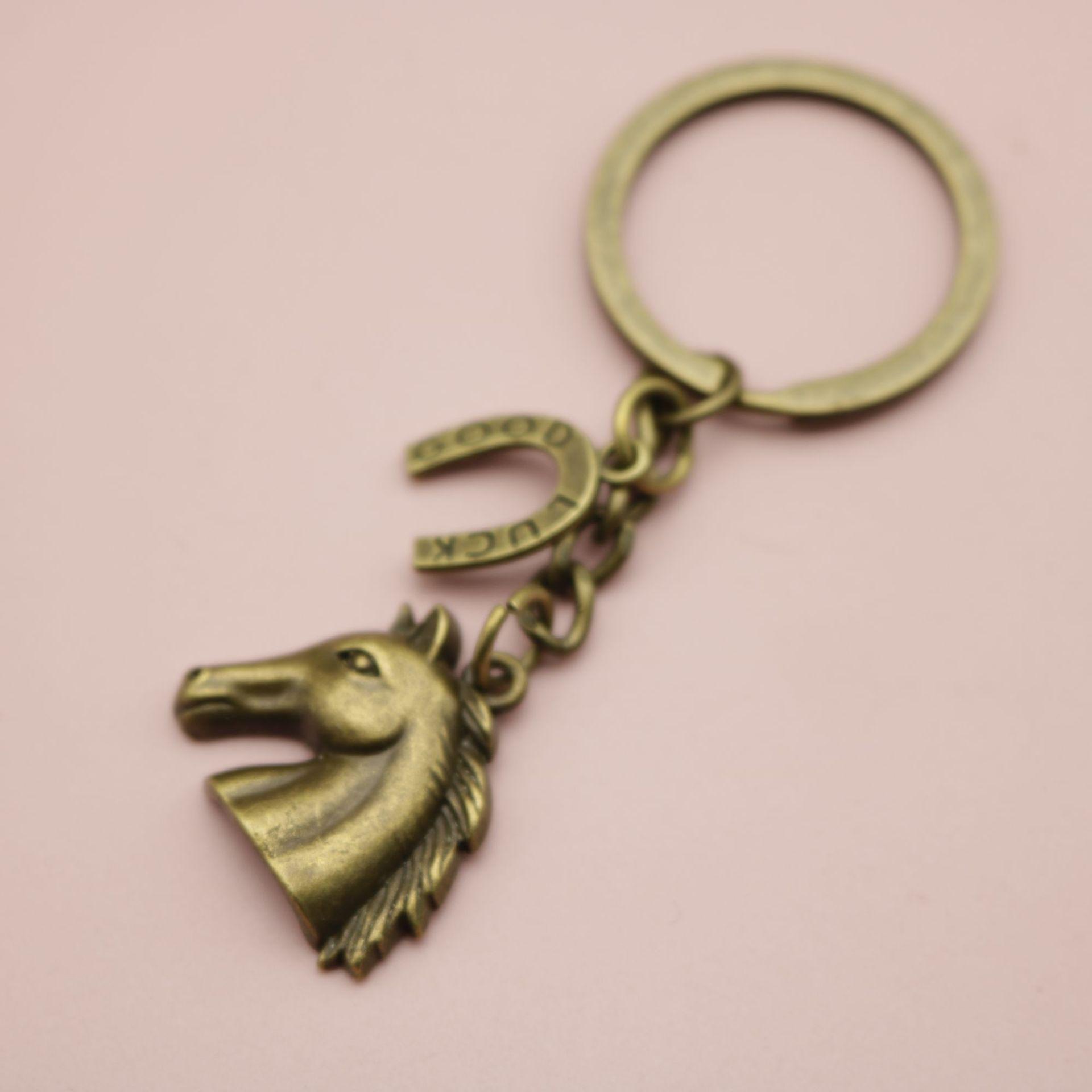 Bronze Retro Horse Head Alloy Keychain бронзовый