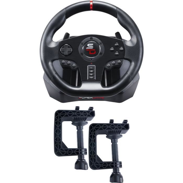 Volant De Course - SUPERDRIVE - GS850-X - Levier De Vitesse Manuel - 3 Pédales - Palettes - PS4 / Xbox