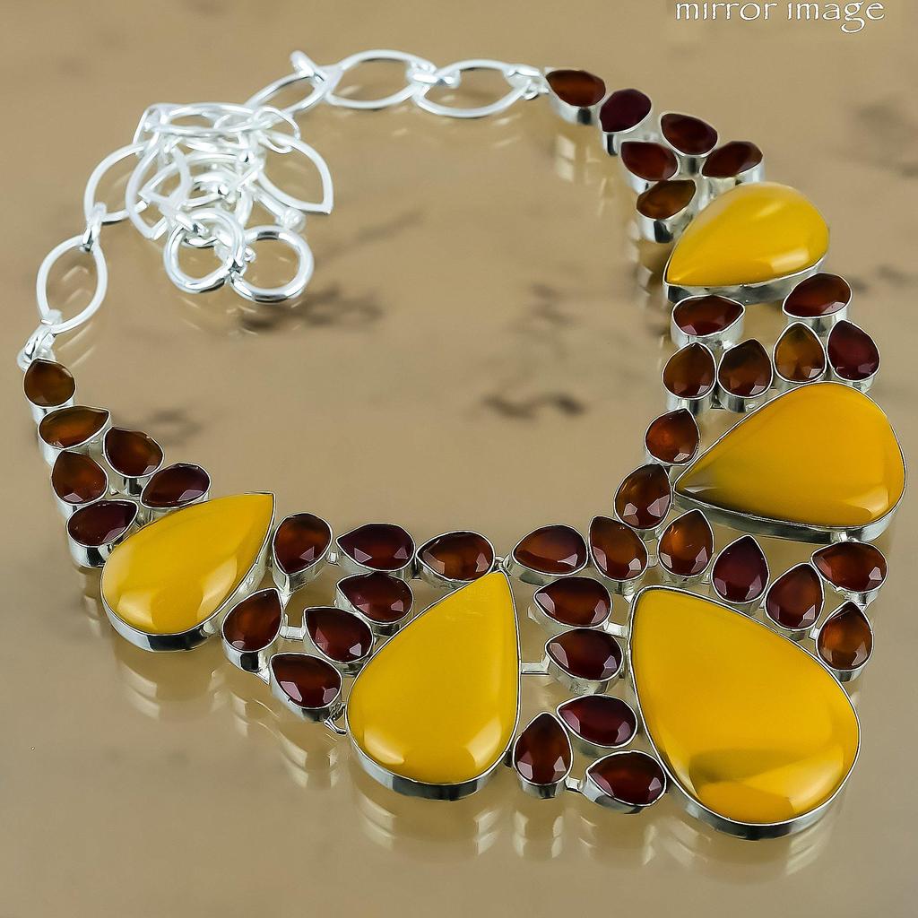 Natural Mookaite Gemstone 925 Silver Chain Adjustable Necklace For Women