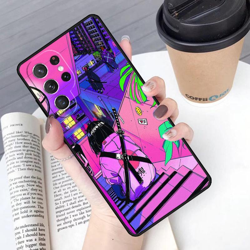 Japanese Style Anime phone case Cover For Samsung Galaxy S24 S25 Ultra S21 S22 Ultra S10E Note 10 Plus Note 20 FE S23