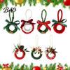 Handmade Wreath Ornaments Mini Christmas Ornament, Miniature Artificial with Bow, Decor Pinecone, Xmas Tree Hanging for Holiday Party Favors