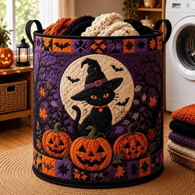 Halloween Quilted Cotton Laundry Basket Storage Organizer Home