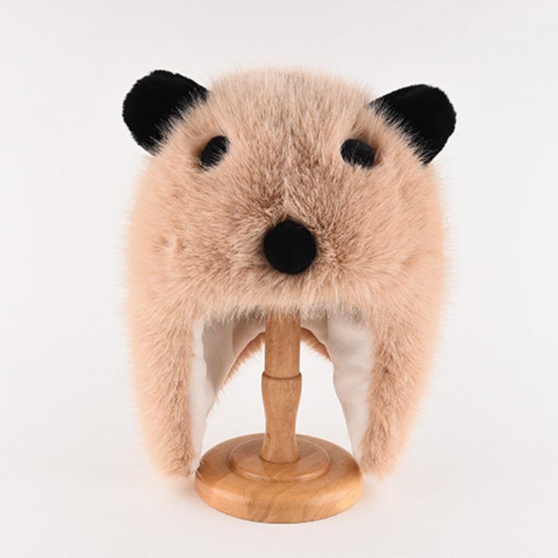 Mütze Damen Winter Warm Ohrenschutz Gestrickte Überziehmütze Sturmhaube Hut Band Doppelnutzung Plüsch Blitzmütze