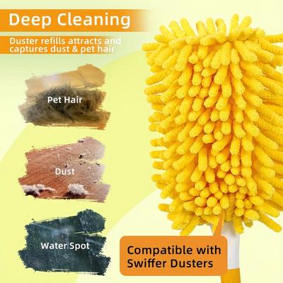 5pcs/set Chenille Dust Mop Refill Pads Washable Reusable Replacement Heads for Feather Dusters Cleaning Tools Furniture Supplies