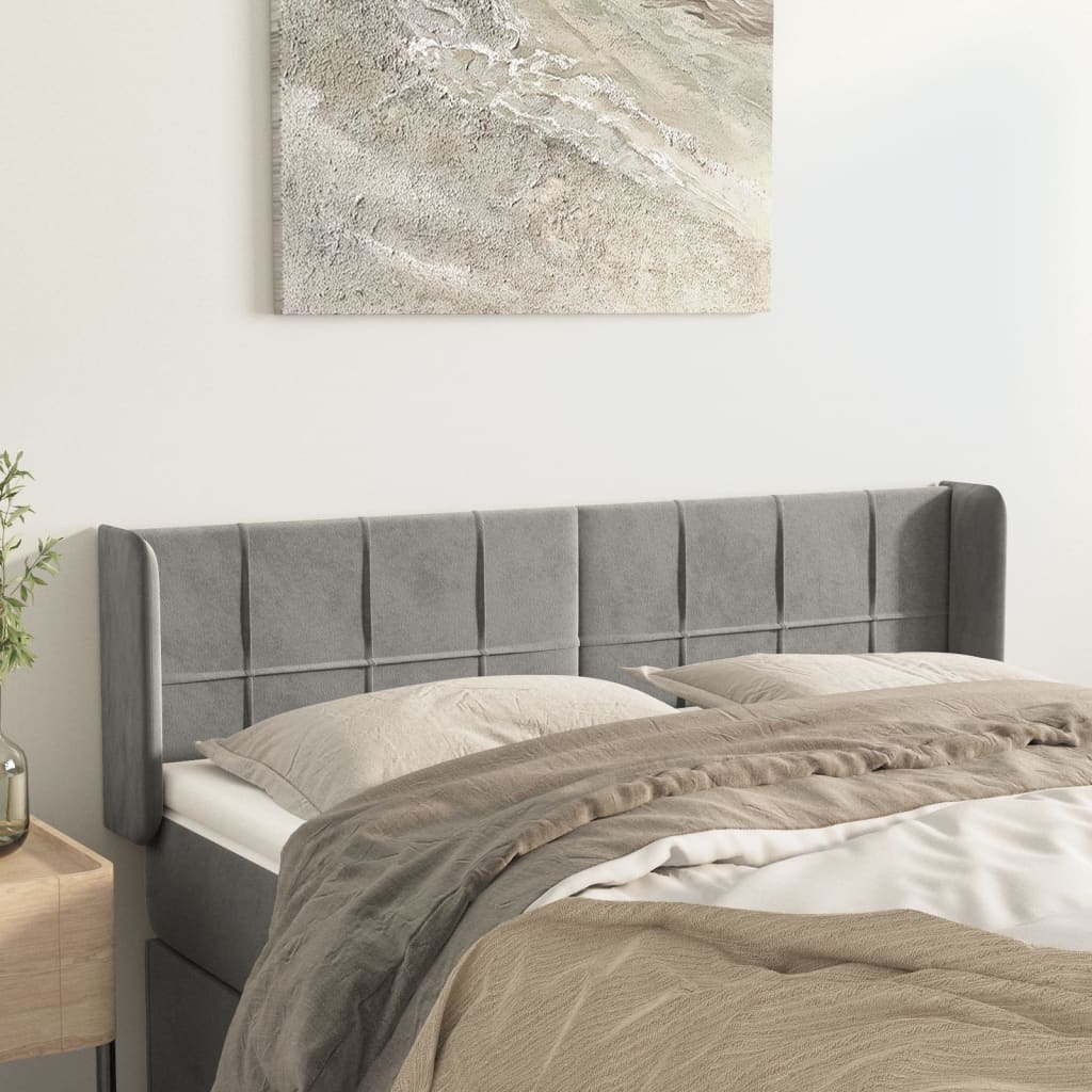 Vidaxl Wingback Headboard, Light Grey, 147X16X78/88 Cm, Velvet
