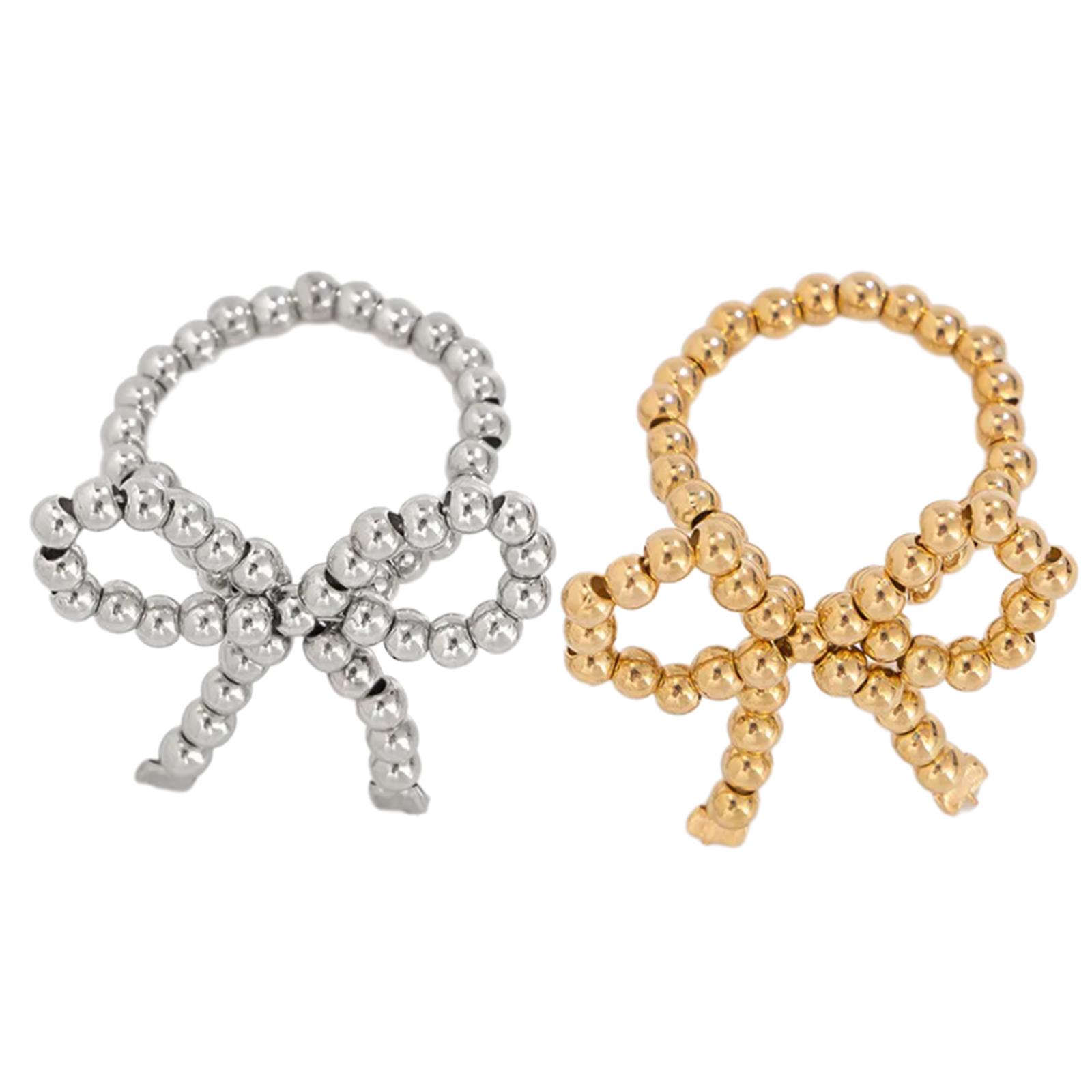 

2 шт., кольца с бантом из бисера, регулируемые кольца, кольца с бантами, украшения на палец, элегантные украшения, стильный аксессуар для вечеринок A