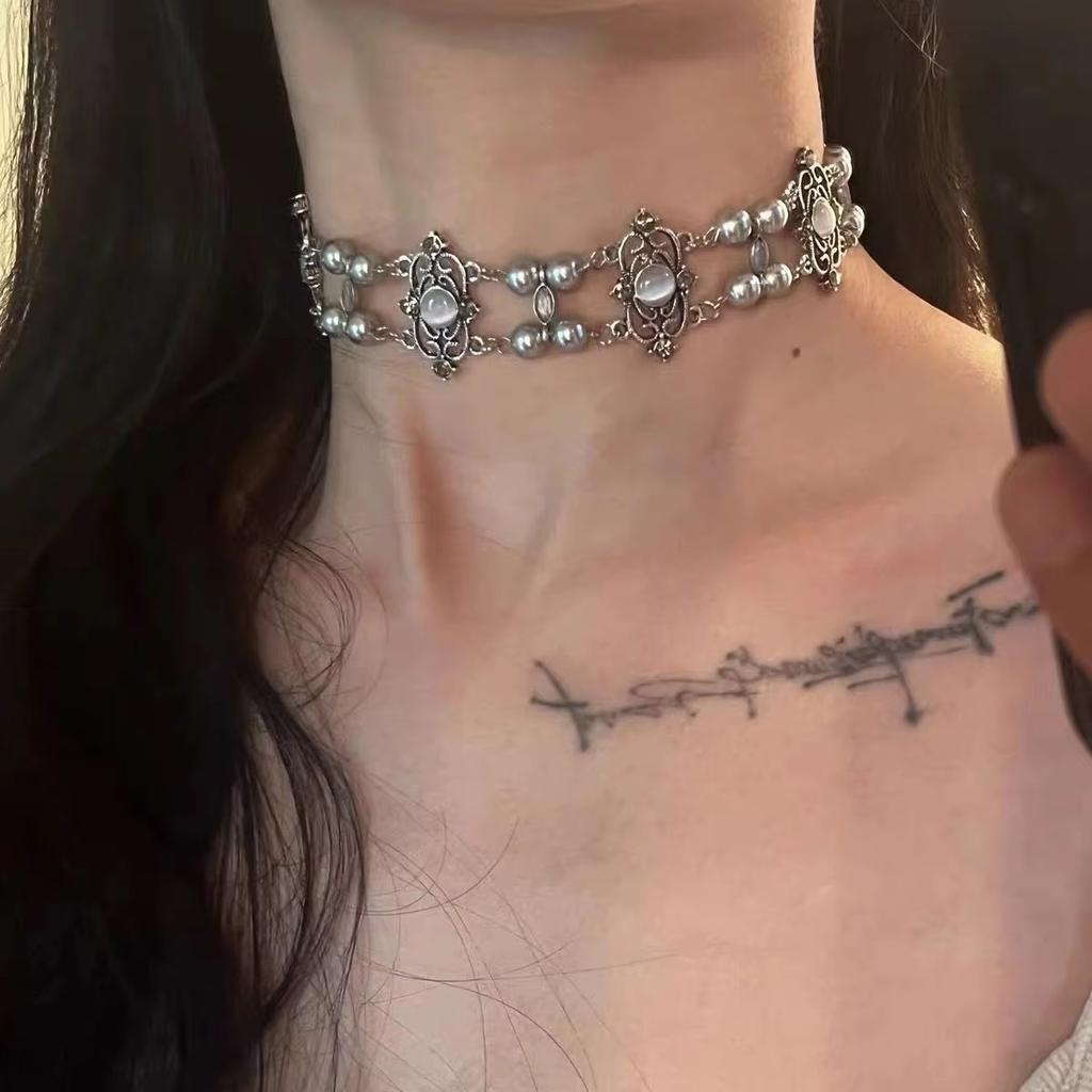 New Trendy Gothic Geometry Star Crystal Choker Pendant Chain Necklaces For Women Charm Y2K Vintage Harajuku Accessories Jewelry