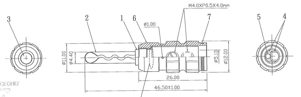 Plugue banana tipo BFA ONKODO BP-208B sem pintura, sem revestimento (bronze fosforoso) (4 pedaços)