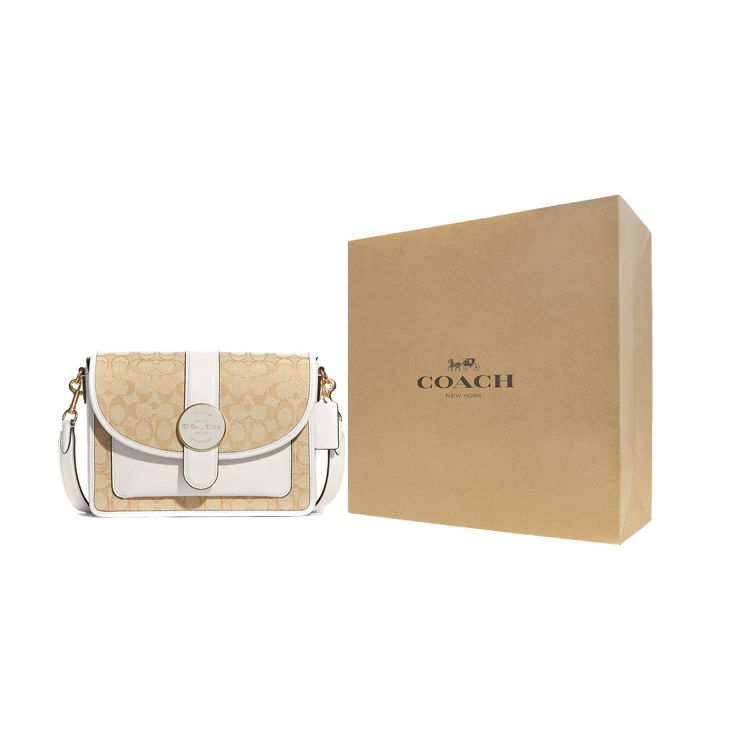 Coach Lonnie 25 Classic Monogram Print Fabric And Leather Chambray Shoulder Crossbody Bag Medium Women bags C8307-IMDQC