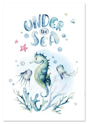 Poster Pictures Illustrations Child Seahorse Ocean