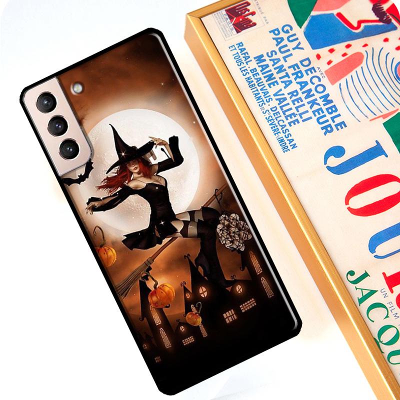 Halloween Moon Witch Horror Case For Samsung Galaxy S22 Ultra S8 S9 S10 Note 10 Plus Note 20 S21 Ultra S20 FE Cover